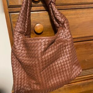 Elegant Brown Woven Handbag